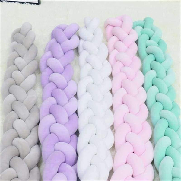 Planet Gates 1M/2M/3M Baby Braided Crib Bumpers Knot Pillow Cushion, Four Tied Newborn Nursery bedding,Cot Room Dector