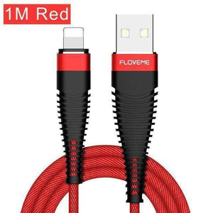 Planet Gates 1M Flaming Red FLOVEME USB Cable for iPhone Xr Xs X 7 8 Plus 6 6s 5s se 1M/2M Hi-Tensile 2A Fast Charging Mobile Phone Cables Charger Data Cord