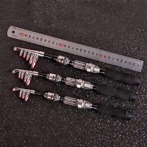 Planet Gates 1m Mini Portable Telescopic Fishing Rod Spinning Carbon Fish Hand Fishing Tackle Sea Rod Fishing Pole 1.0m-2.3m