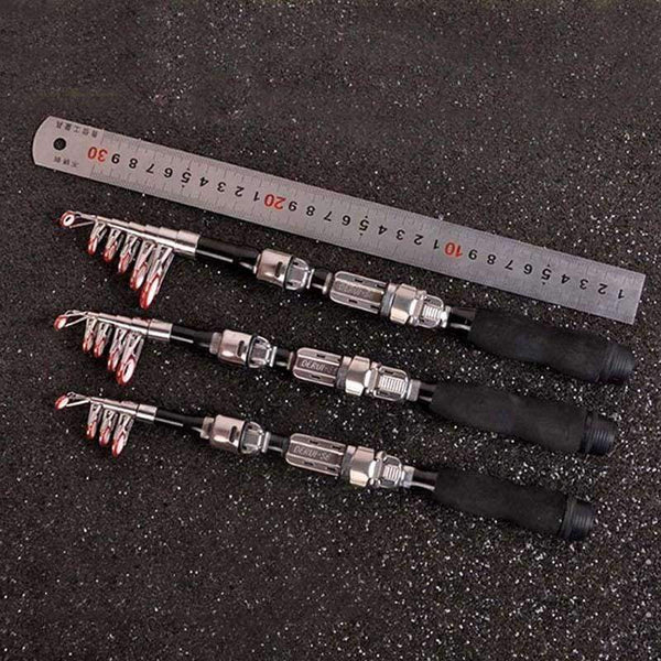Planet Gates 1m Mini Portable Telescopic Fishing Rod Spinning Carbon Fish Hand Fishing Tackle Sea Rod Fishing Pole 1.0m-2.3m