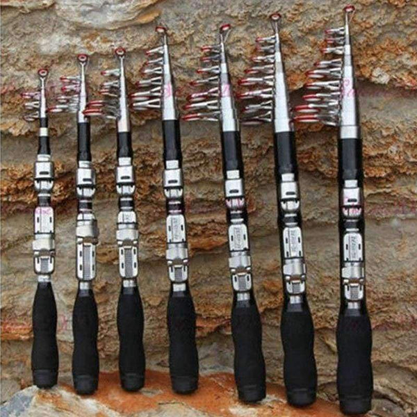 Planet Gates 1m Mini Portable Telescopic Fishing Rod Spinning Carbon Fish Hand Fishing Tackle Sea Rod Fishing Pole 1.0m-2.3m