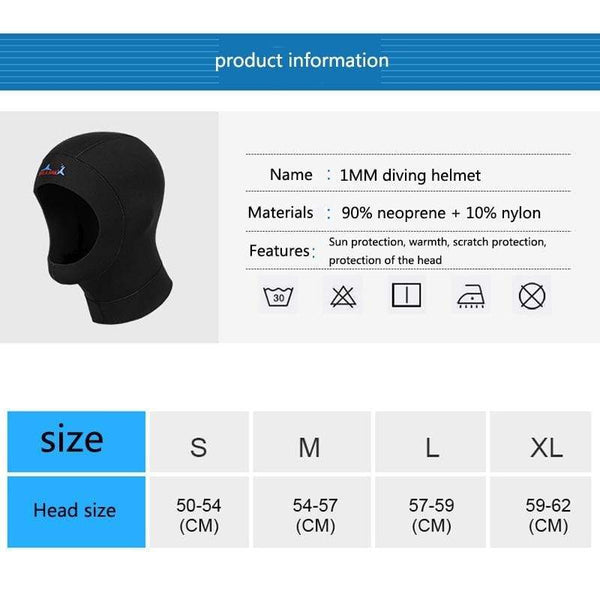 Planet Gates 1MM/3mm Neoprene Protect Hair Swimming Hat Scuba Diving Cap With Shoulder Snorkeling Equipment Hat Hood Neck Cover Swim Wetsuit