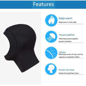Planet Gates 1MM/3mm Neoprene Protect Hair Swimming Hat Scuba Diving Cap With Shoulder Snorkeling Equipment Hat Hood Neck Cover Swim Wetsuit