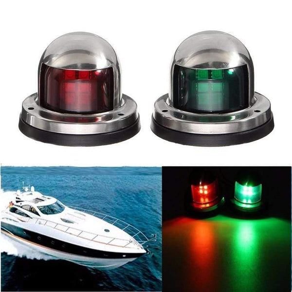 Planet Gates 1Pair 12V Stainless Steel Red Green Bow LED Navigation Lights Boat Marine Indicator Spot Light Marine Boat Yacht Sailing Light