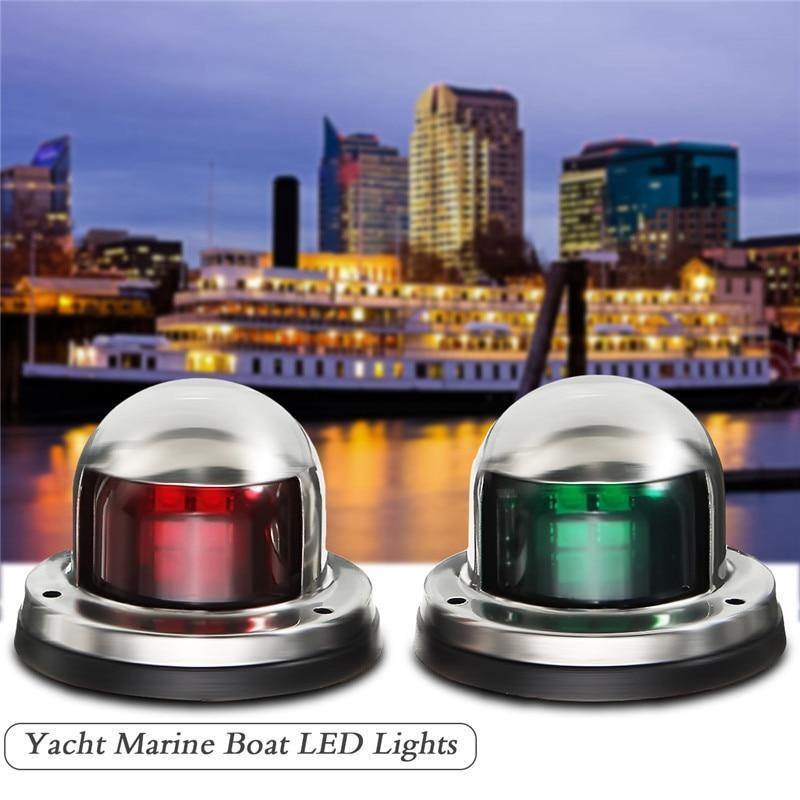Planet Gates 1Pair 12V Stainless Steel Red Green Bow LED Navigation Lights Boat Marine Indicator Spot Light Marine Boat Yacht Sailing Light