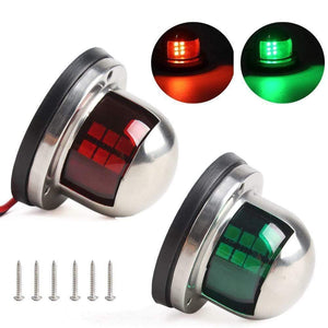 Planet Gates 1Pair 12V Stainless Steel Red Green Bow LED Navigation Lights Marine Indicator Spot Light Marine Boat Yacht Sailing Signal Light