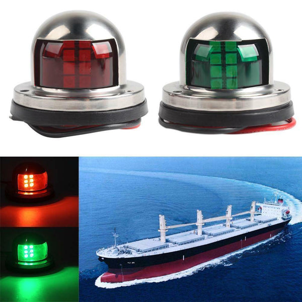 Planet Gates 1Pair 12V Stainless Steel Red Green Bow LED Navigation Lights Marine Indicator Spot Light Marine Boat Yacht Sailing Signal Light