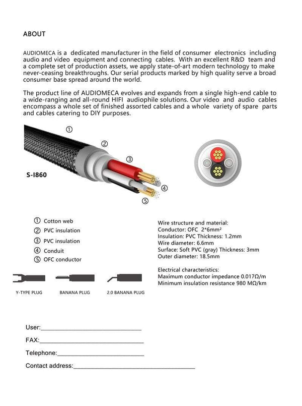Planet Gates 1pair AUDIOMECA hifi speaker cable OFC pure copper audio connecting cable