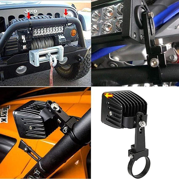 Planet Gates 1Pair Auto Bull Bar LED Bracket 1 1.5 2 2.5 3 INCH Offroad ATV SUV Car 4x4 Bumper Bullbar HID Work Light Headlight Holder Clamp