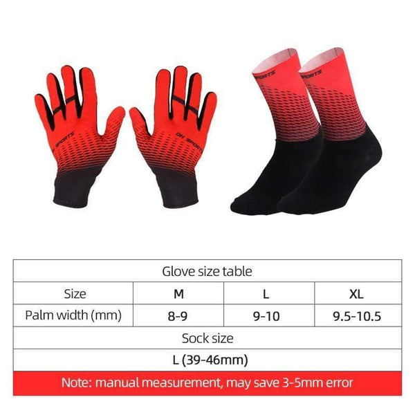 Planet Gates 1Pair Full Finger Cycling Gloves Cycling Socks Men Women Anti-slip Sports Bike Mittens Bicycle Gloves Sock Set