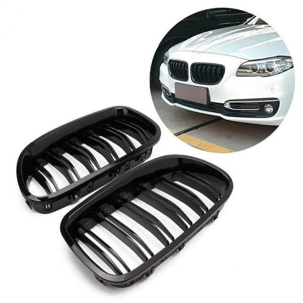1Pair Gloss Black Kidney Grill Racing Grille Dual Line For BMW F10 F11 F18 5 Series M5 Auto Exterior Parts