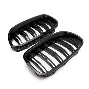1Pair Gloss Black Kidney Grill Racing Grille Dual Line For BMW F10 F11 F18 5 Series M5 Auto Exterior Parts