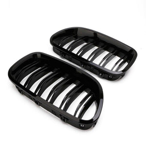 1Pair Gloss Black Kidney Grill Racing Grille Dual Line For BMW F10 F11 F18 5 Series M5 Auto Exterior Parts