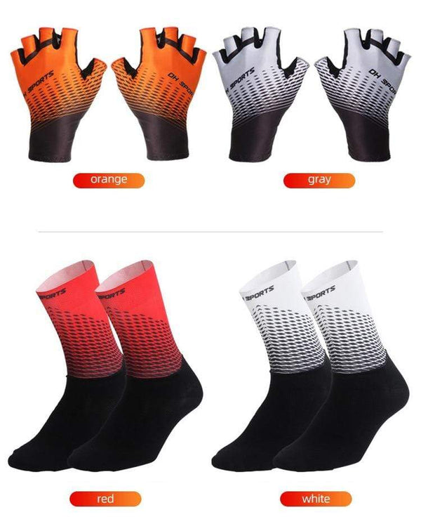 Planet Gates 1Pair Half /Full Finger Cycling Gloves With 1Pair Cycling Socks Men Women Sports Bike Gloves Racing  Bicycle Set
