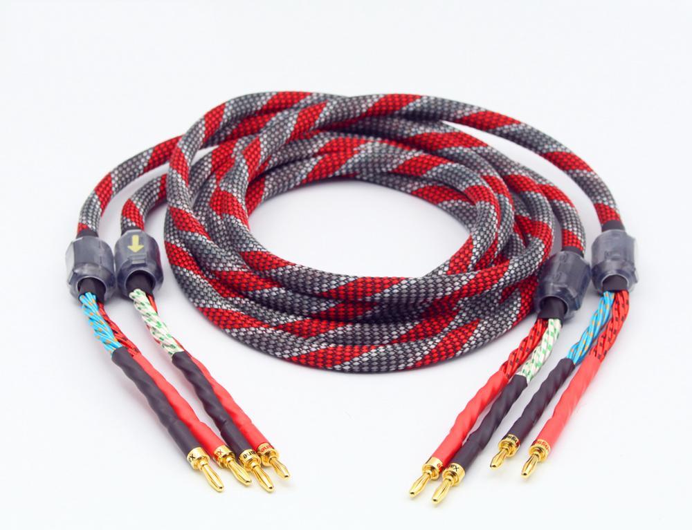 Planet Gates 1Pair oxygen-free copper audio speaker cable HI-FI high-end amplifier speaker cable Banana plug cable