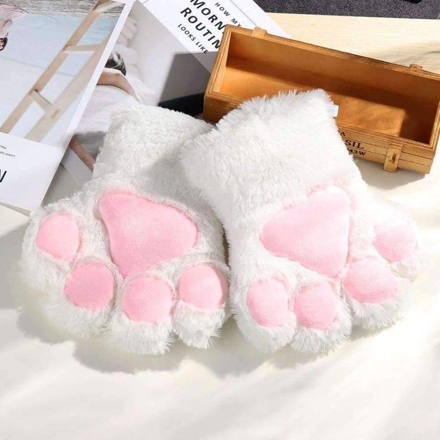 Planet Gates 1Pair Women Girls Cute Cat Kitten Paw Claw Warm Gloves Soft Anime Cosplay Plush for Halloween Party Accessories