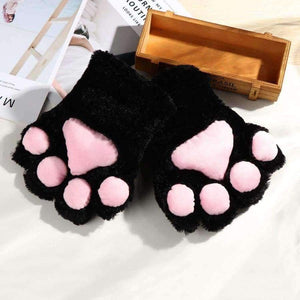 Planet Gates 1Pair Women Girls Cute Cat Kitten Paw Claw Warm Gloves Soft Anime Cosplay Plush for Halloween Party Accessories
