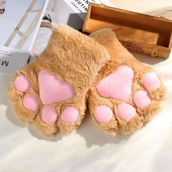 Planet Gates 1Pair Women Girls Cute Cat Kitten Paw Claw Warm Gloves Soft Anime Cosplay Plush for Halloween Party Accessories