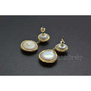 Planet Gates 1pairs Fastness Gold Plating Hand Wire Natural Freshwater Pearl Dangle Earrings For Luxury Women Party Jewelry