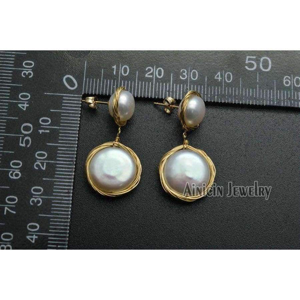 Planet Gates 1pairs Fastness Gold Plating Hand Wire Natural Freshwater Pearl Dangle Earrings For Luxury Women Party Jewelry