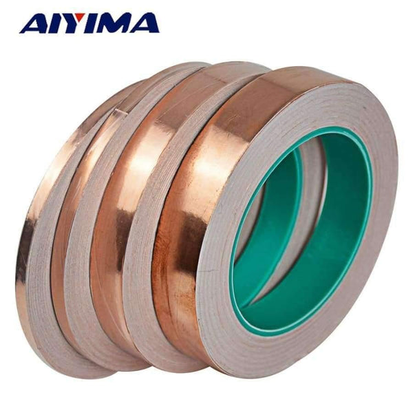 Planet Gates 1Pc 25M Double-sided Conductive EMI Shielding Copper Foil Tape 5MM 6MM-35MM Adhesive Barrier