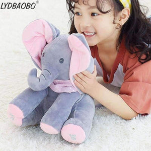 Planet Gates 1PC 30cm Peek A Boo Elephant & Bear Stuffed Animals&Plush Doll Play Music Elephant Educational Anti-stress Toy Gift For Children