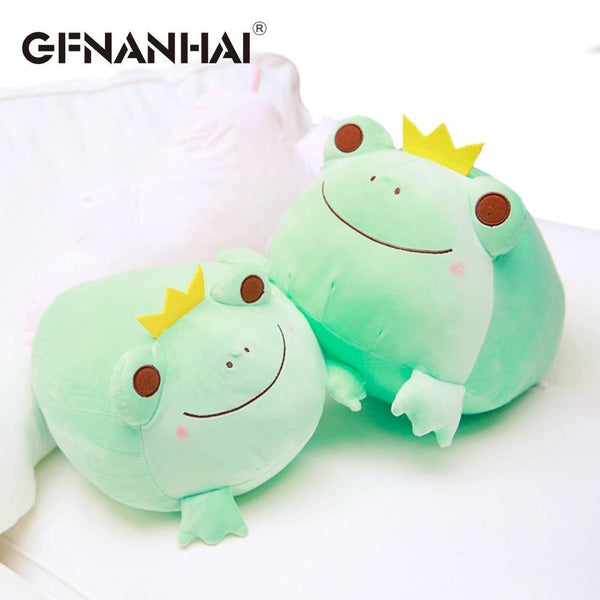 1pc 35cm Cute The Crown Frog Plush Pillow Stuffed Down Cotton Kids Toys Kawaii Smile Frog Dolls For Children Birthday Gift