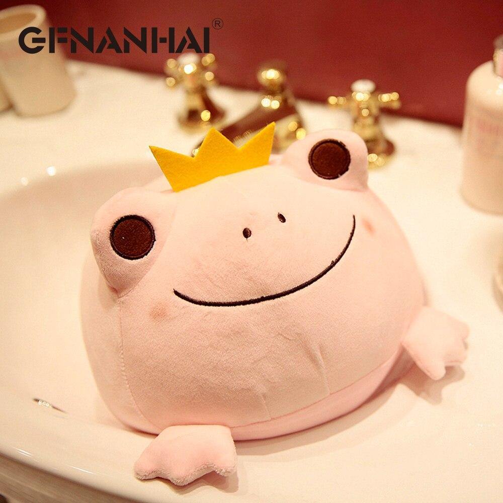 1pc 35cm Cute The Crown Frog Plush Pillow Stuffed Down Cotton Kids Toys Kawaii Smile Frog Dolls For Children Birthday Gift