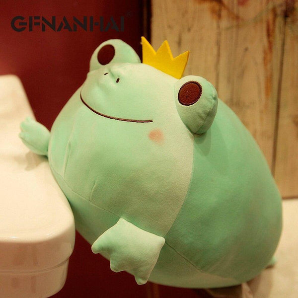 1pc 35cm Cute The Crown Frog Plush Pillow Stuffed Down Cotton Kids Toys Kawaii Smile Frog Dolls For Children Birthday Gift