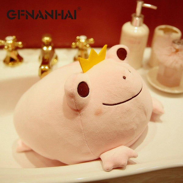 1pc 35cm Cute The Crown Frog Plush Pillow Stuffed Down Cotton Kids Toys Kawaii Smile Frog Dolls For Children Birthday Gift