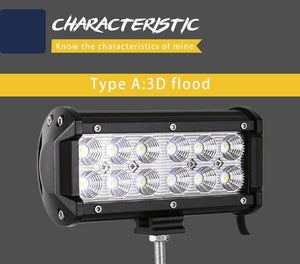 Planet Gates 1PC 3D Flood / China LED Bar 7 inch LED Light Bar Work Light for Driving Offroad Boat Car Tractor Truck 4x4 SUV ATV 12V 24V Off Road