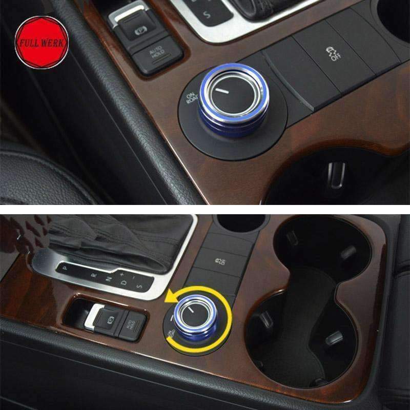 Planet Gates 1pc Aluminum Alloy Car Central Control Knob Decoration Ring for VW Touareg 2011-2017 Switch Cover Frame Interior Accessories