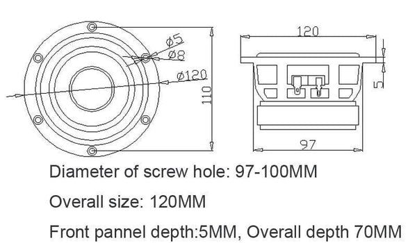 Planet Gates 1PC Audio Labs Top end 4 inch Cast aluminum frame Bass driver woofer subwoofer transducer speaker repair replacement parts