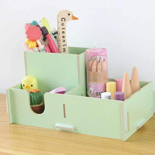 Planet Gates 1pc Cute Cat Pen Holders Stationary Desk Organizer Storage Bin Wooden Space Saving Multifunction Cosmetic Box Desk Accessories