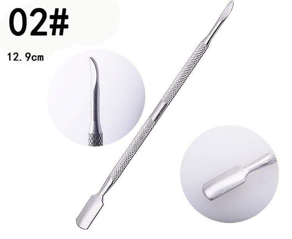 Planet Gates 1pc Double-ended Dead Skin Push Stainless Steel Cuticle Pusher Remover For Pedicure Manicure Nail Art Cleaner Care Tool