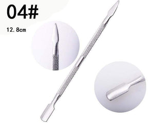 Planet Gates 1pc Double-ended Dead Skin Push Stainless Steel Cuticle Pusher Remover For Pedicure Manicure Nail Art Cleaner Care Tool
