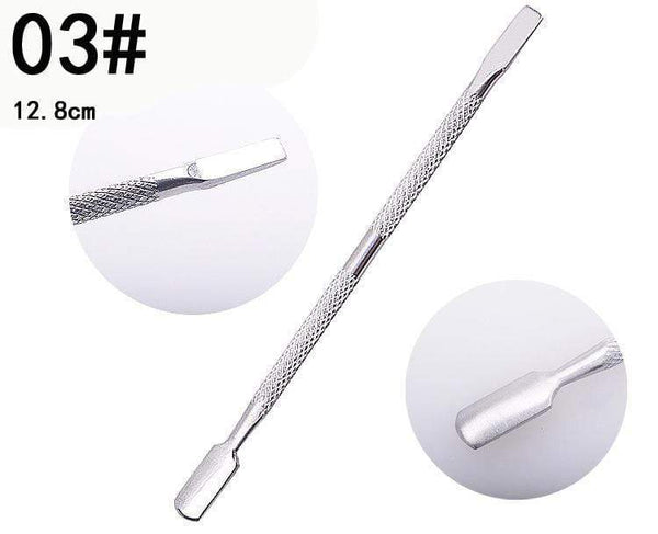 Planet Gates 1pc Double-ended Dead Skin Push Stainless Steel Cuticle Pusher Remover For Pedicure Manicure Nail Art Cleaner Care Tool