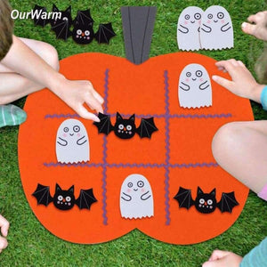 Planet Gates 1pc Felt Halloween Pumpkin Tic Tac Toe Game Protable 45x43cm Halloween Kid Educational Games Festive Party Supplies