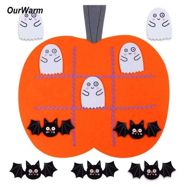 Planet Gates 1pc Felt Halloween Pumpkin Tic Tac Toe Game Protable 45x43cm Halloween Kid Educational Games Festive Party Supplies