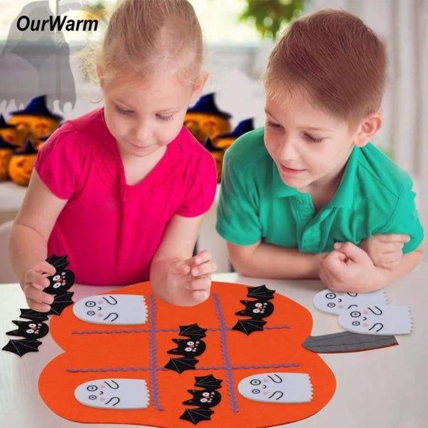 Planet Gates 1pc Felt Halloween Pumpkin Tic Tac Toe Game Protable 45x43cm Halloween Kid Educational Games Festive Party Supplies