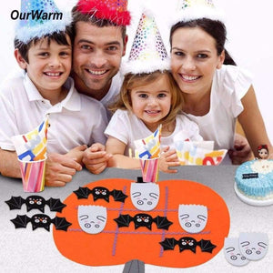 Planet Gates 1pc Felt Halloween Pumpkin Tic Tac Toe Game Protable 45x43cm Halloween Kid Educational Games Festive Party Supplies