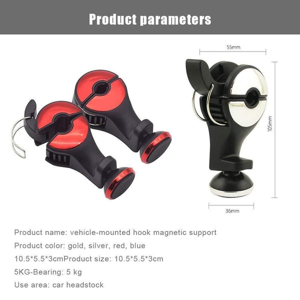 Planet Gates 1Pc Multi-function Seat Back Hanging Storage Car Hook Mobile Phone Holder Rear Seat Magnetic Phone Bracket Vehicle Hook