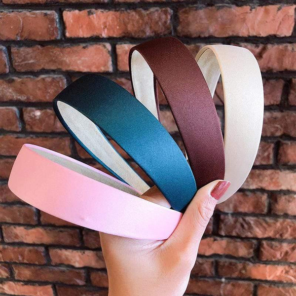 1PC Plastic Fashion Canvas Wide Headband Hair Band Headwear Bezel Hair Accessories For Woman Satin Covered Resin Hairbands