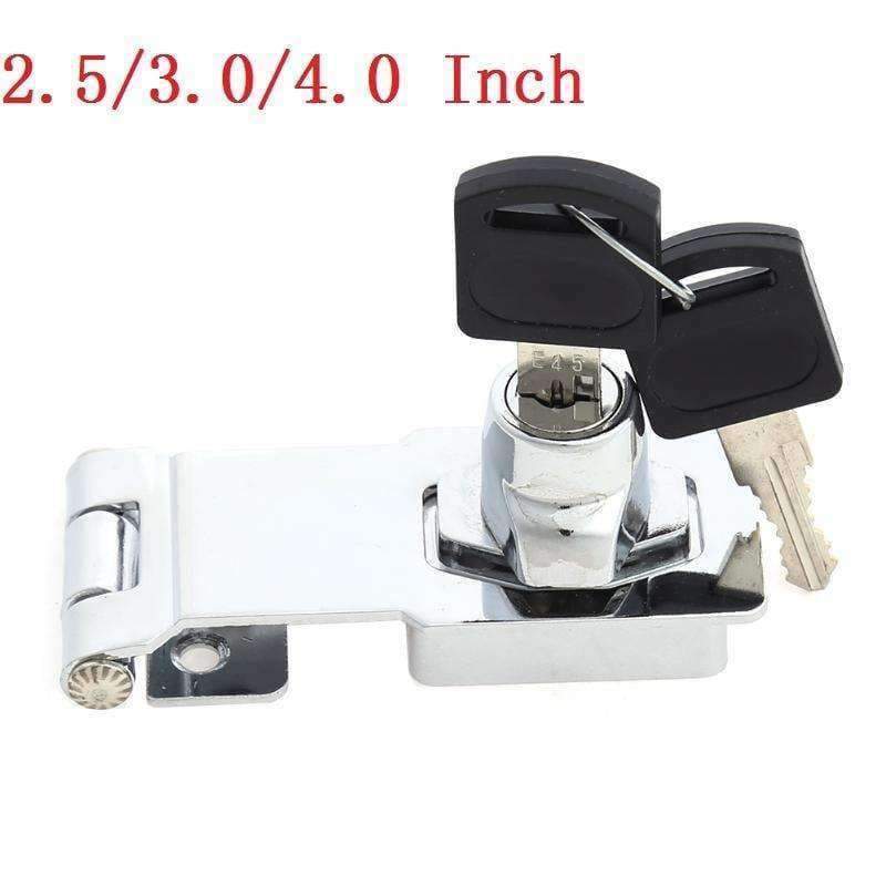 Planet Gates 1PC Silver Chromed Plated Zinc Alloy Drawer Cabinet Box Desk Hasp Lock with 2 Keys (2.5inch/3Inch/4Inch) For Furniture Hardware