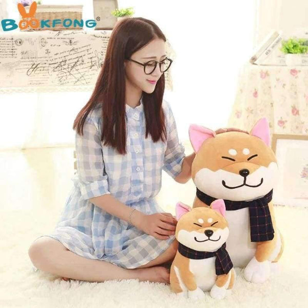 Planet Gates 1PC Wear scarf Shiba Inu dog plush toy soft stuffed dog toy good valentines gifts for girlfriend 25cm/9.84''