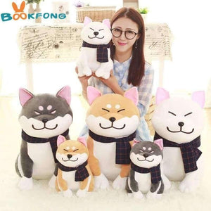 Planet Gates 1PC Wear scarf Shiba Inu dog plush toy soft stuffed dog toy good valentines gifts for girlfriend 25cm/9.84''