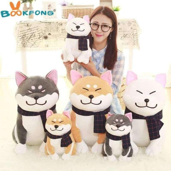Planet Gates 1PC Wear scarf Shiba Inu dog plush toy soft stuffed dog toy good valentines gifts for girlfriend 25cm/9.84''