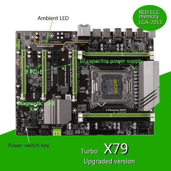Planet Gates 1pc X79 Turbo moederbord LGA2011 ATX USB3.0 SATA3 PCI-E NVME M.2 SSD ondersteuning REG ECC geheugen en Xeon E5 processor Newest