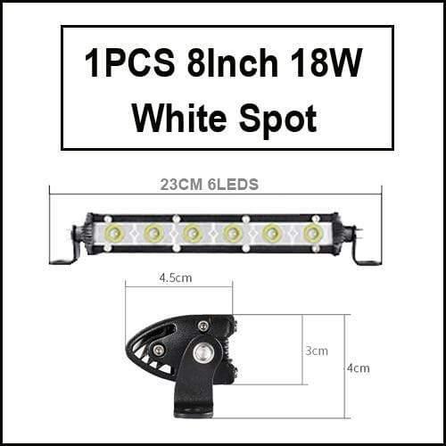 Planet Gates 1pcs 18W White Super Slim 18W 36W 54W 72W 90W Single Row LED Light Bar For Offroad Truck 4X4 Car Net Spot Driving Lights 12V 24V White Yellow