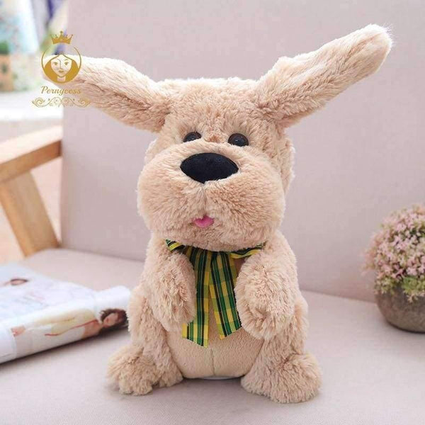 Planet Gates 1PCS 28CM Electrical Peek A Boo Dog Plush Stuffed Animals Singing Baby Music Toys Ears Flaping Move Interactive Doll Kids Gifts